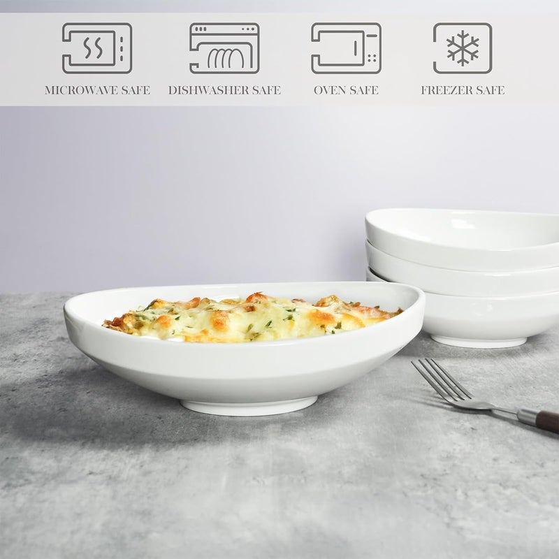dingdaer Au Gratin Baking Dishes 9'' x 6'', 28 OZ Ceramic Oval Baking Dish for Single Serving, Individual Casserole Dishes Oven Safe, Set of 4 Oval serving bowl for food, Side Dishes, Salad, Pasta - Image 5